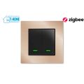 Thiết bị smarthome - Công tắc đèn zigbee mặt nhôm 2 nút Goman gold