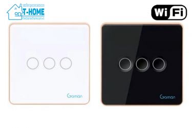 Thiết Bị Smarthome - Công tắc cảm ứng Wifi mặt vuông ba nút Goman
