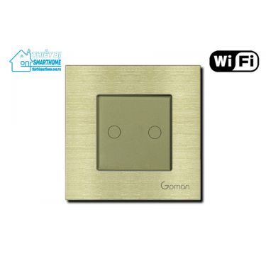 Thiết bị smarthome - Công tắc đèn Wifi mặt nhôm hai nút Goman vàng