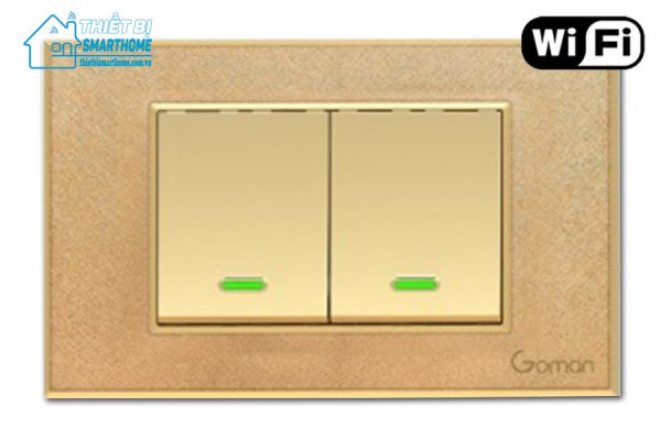 Thiết Bị Smarthome - Công tắc đèn Wifi cổ điển 2 nút Goman - gold