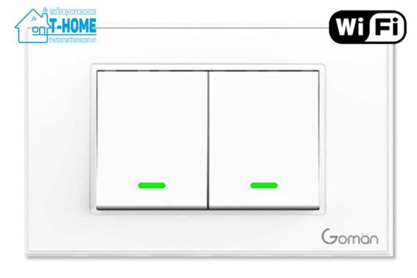 Thiết Bị Smarthome - Công tắc đèn Wifi cổ điển 2 nút Goman - white