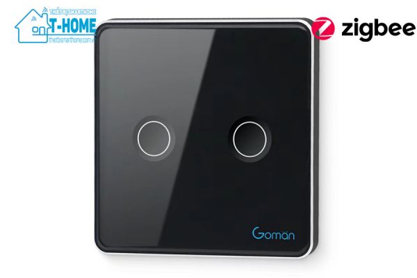 Thiết bị smarthome - Công tắc cảm ứng Zigbee 2 nút Goman mặt vuông