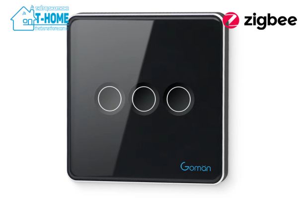 Thiết bị smarthome - Công tắc cảm ứng Zigbee 3 nút Goman mặt vuông